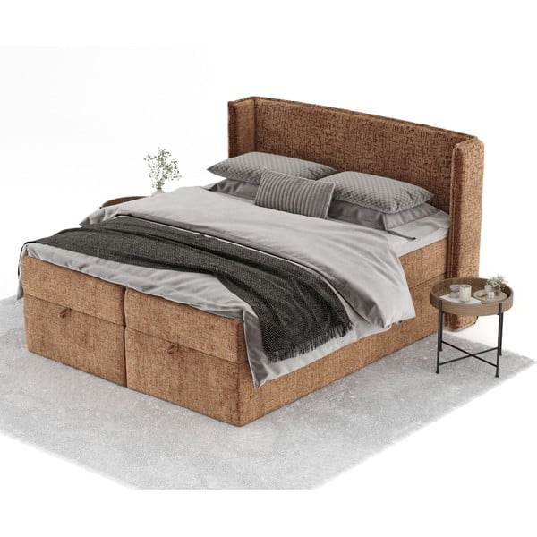 Narančasti boxspring krevet s prostorom za pohranu 160x200 cm Passion – Maison de Rêve-image-2