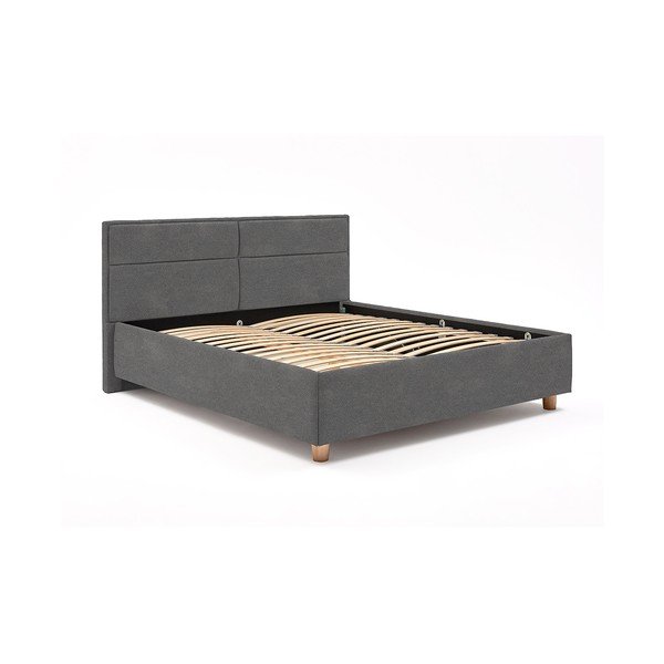 Svijetlosivi bračni krevet s letvicama i prostorom za odlaganje ProSpánek Grace, 160 x 200 cm-image-2