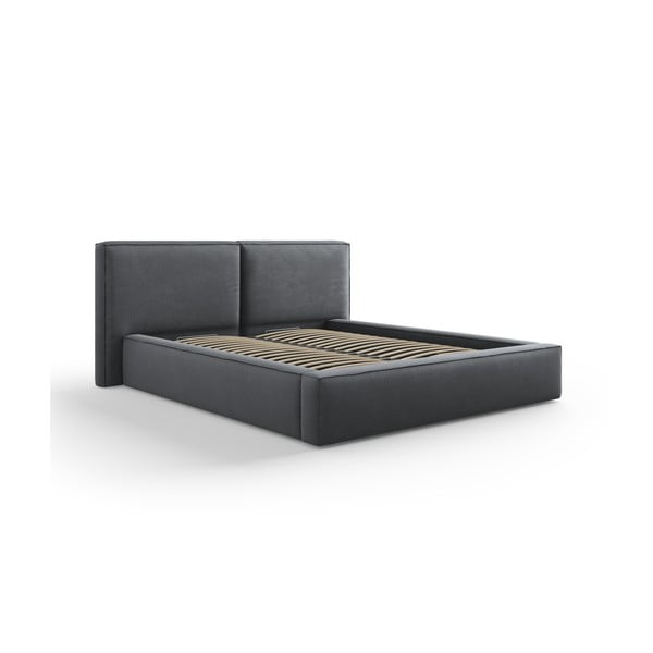 Tamno sivi tapecirani bračni krevet s prostorom za pohranu s podnicom 160x200 cm Arendal – Cosmopolitan Design