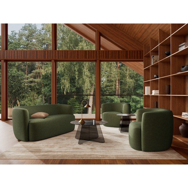 Sivi stakleni okrugao stolić za kavu ø 80 cm Samos – Actona-image-1