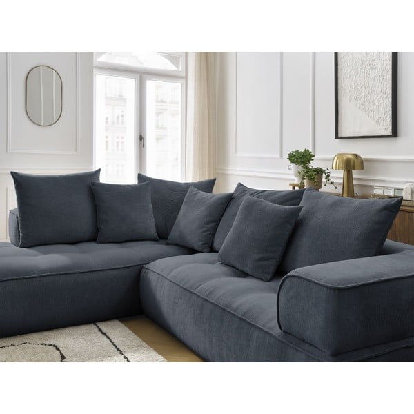 Tamno plava kutna garnitura od šenila (s lijevim kutom/u obliku slova L) Whesley – Bobochic Paris-image-4