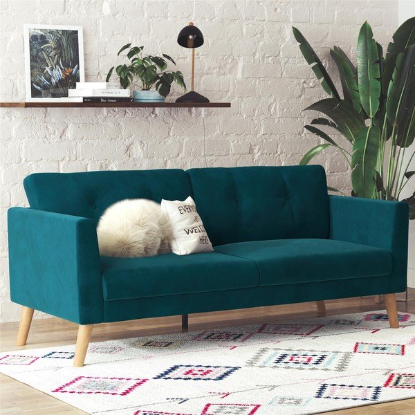 Plava baršunasti sofa 192 cm Gloria – Støraa-image-1