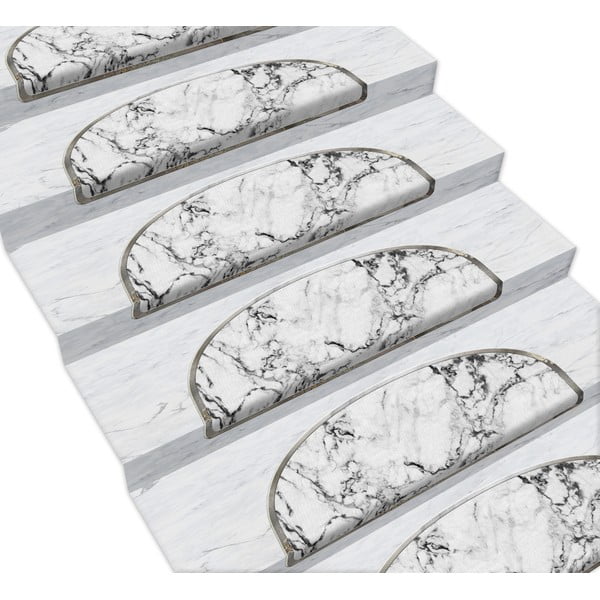 Bijeli tepisi za stepenice u setu od 16 kom Marble Dream - Vitaus, 65 x 20 cm-image-1