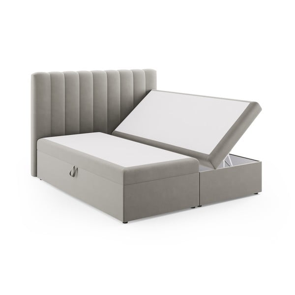 Sivi boxspring krevet s prostorom za pohranu 180x200 cm Gina – Milo Casa-image-2