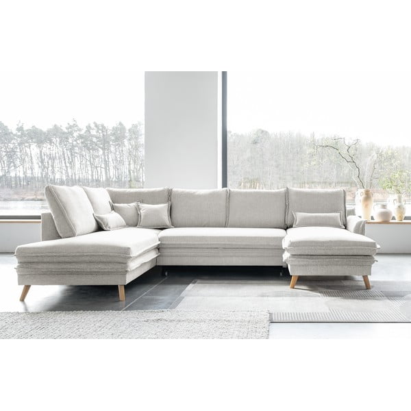 Bež sklopiva kutna garnitura (s lijevim kutom/u obliku slova "U") Charming Charlie – Miuform-image-1