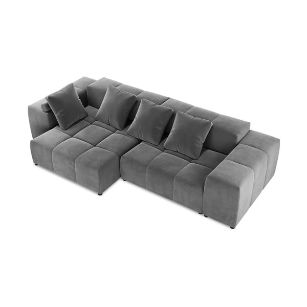 Siva baršunasta kutna garnitura (varijabilna) Rome Velvet - Cosmopolitan Design-image-3