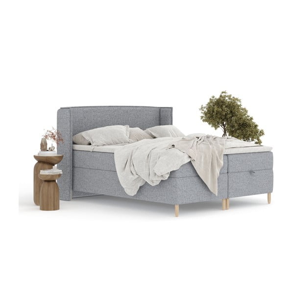 Sivi boxspring krevet s prostorom za pohranu 160x200 cm Monpelli – Maison de Rêve-image-3