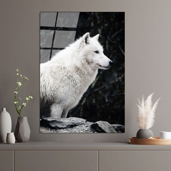 Staklena slika 70x100 cm White Wolf - Wallity-image-1