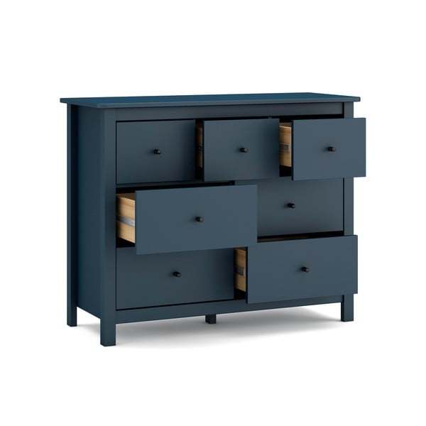 Tamnoplava niska komoda od borovine 110x80 cm Misti - Marckeric-image-3