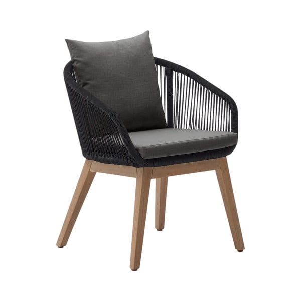 Crna vrtna fotelja od masivnog drveta Portalo – Kave Home