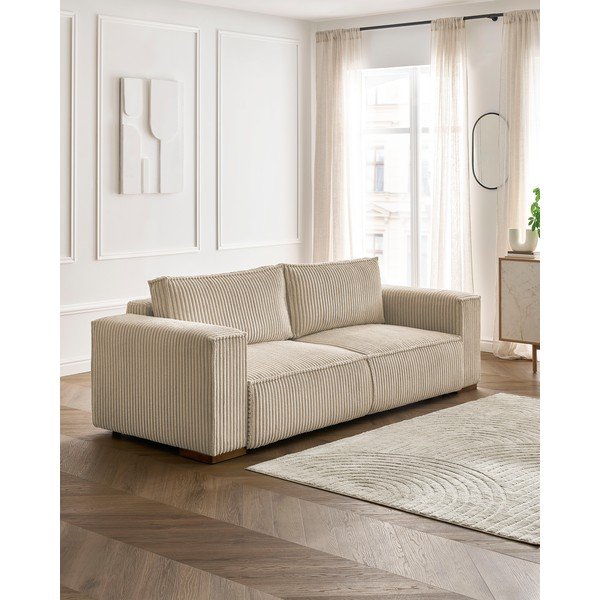 Svjetlo smeđa sklopiva/s prostorom za odlaganje sofa od samta 244 cm Chelsea – Bobochic Paris-image-1