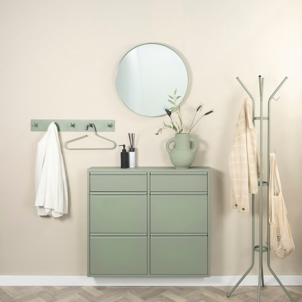 Prljavo zeleni metalni preklopni ormarić za cipele 98x86x15 cm Billy – Spinder Design-image-1