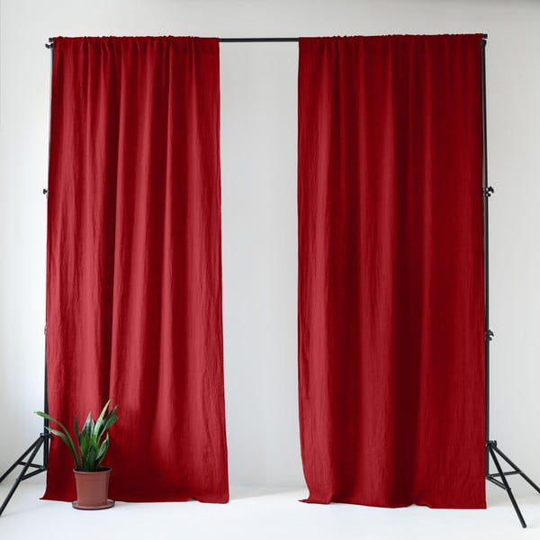 Crvena lanena zavjesa 140x330 cm Lava Falls – Linen Tales