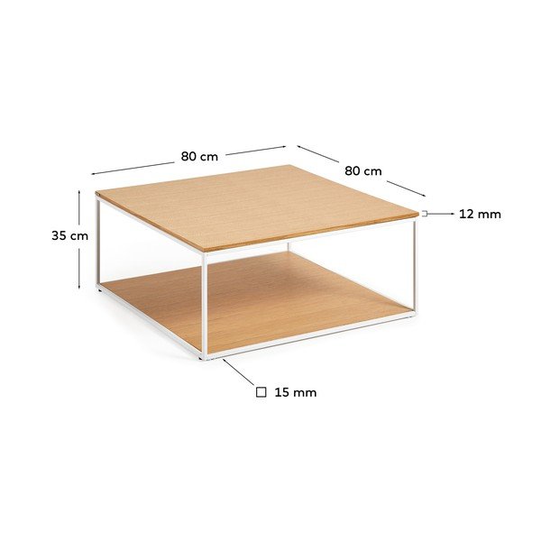 Stolić s pločom u dekoru hrasta 80x80 cm Yona - Kave Home-image-3