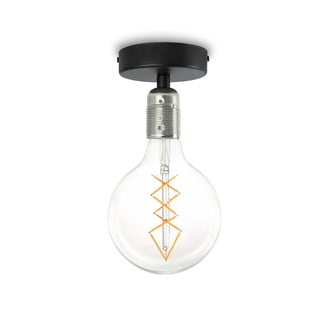Crna stropna svjetiljka s srebrnim grlom Bulb Attact Uno