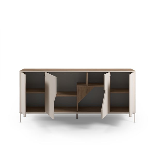 Krem/u prirodnoj boji komoda u dekoru hrasta 180x80x40 cm Lilou – Marckeric-image-4