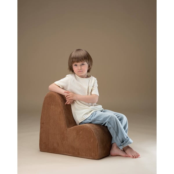 Smeđa dječja fotelja od samta Cloud – Wigiwama-image-2