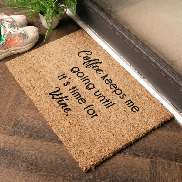 Otirač od kokosovih vlakana 40x60 cm Coffee Keeps Me Going – Artsy Doormats-image-1