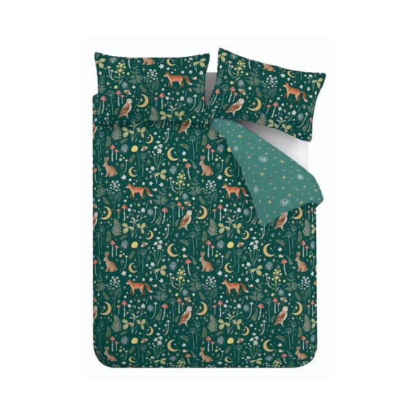 Tamno zelena posteljina za krevet za jednu osobu 135x200 cm Enchanted Twilight – Catherine Lansfield