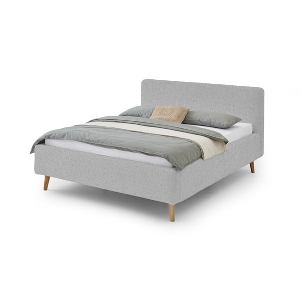 Sivi tapecirani bračni krevet s prostorom za odlaganje s podnicom 160x200 cm Mattis - Meise Möbel