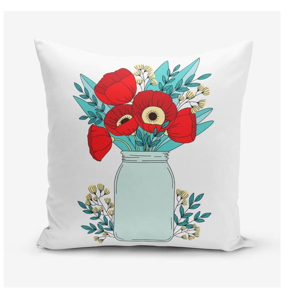 Pamučna navlaka za jastuk Minimalističke navlake za jastuke Cvijeće u vazi, 45 x 45 cm
