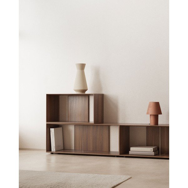 Modularni sustav polica 6 kom u dekoru oraha u prirodnoj boji 168x114 cm Litto – Kave Home-image-1