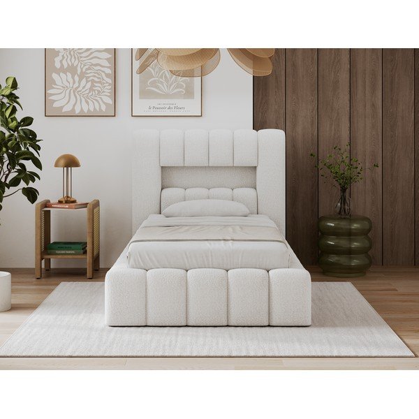 Krem tapecirani krevet s prostorom za odlaganje s podnicom 90x200 cm Lamica – ELTAP-image-2