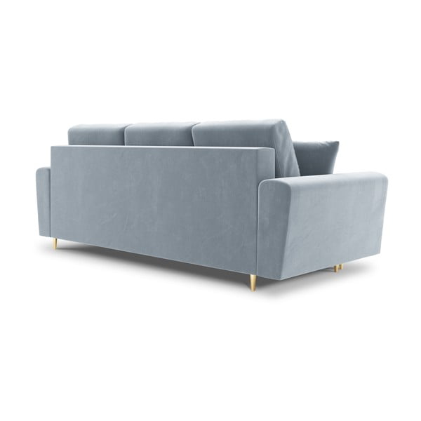 Svijetlo plava baršunasti sklopiva/s prostorom za odlaganje sofa 235 cm Kyoto – Cosmopolitan Design-image-3