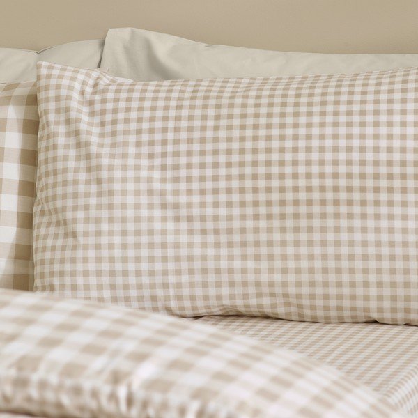 Bež 3-dijelna posteljina za bračni krevet/za produženi krevet 230x220 cm Bamford Gingham Check – Catherine Lansfield-image-4