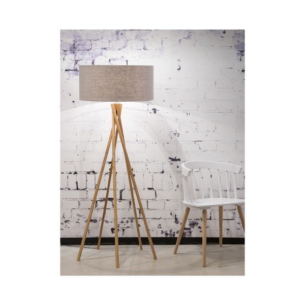 Podna svjetiljka sa svijetlosivim sjenilom i Good &amp; Mojo Kilimanjaro konstrukcijom od bambusa-image-1