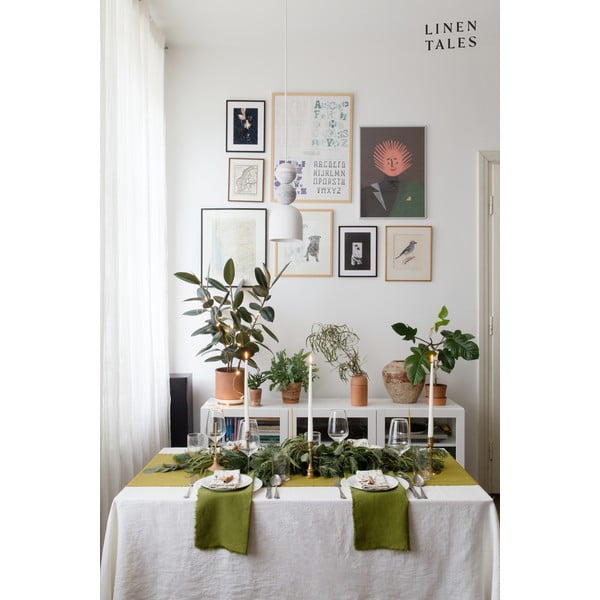 Bijeli laneni stolnjak Linen Tales Classic, 140 x 140 cm-image-1