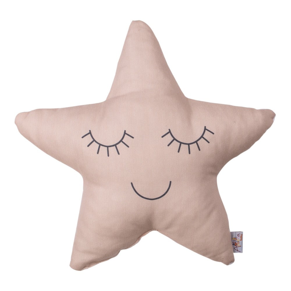 Bež-ružičasti pamučni dječji jastuk Mike & Co. NEW YORK Pillow Toy Star, 35 x 35 cm