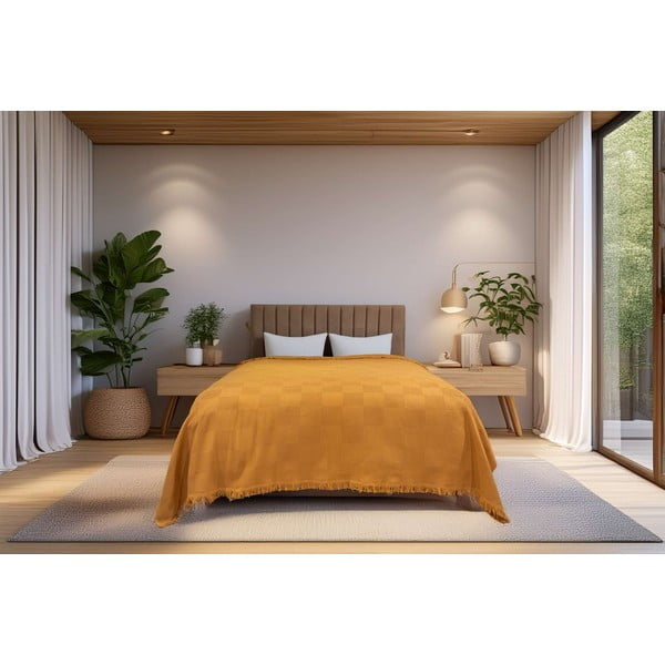 Pamučan prekrivač u bakrenoj boji 140x200 cm Russel – Mijolnir-image-1