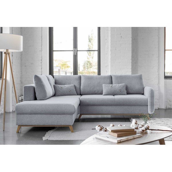 Svijetlo siva kutna garnitura na razvlačenje Miuform Scandic Lagom L, lijevi kut-image-1