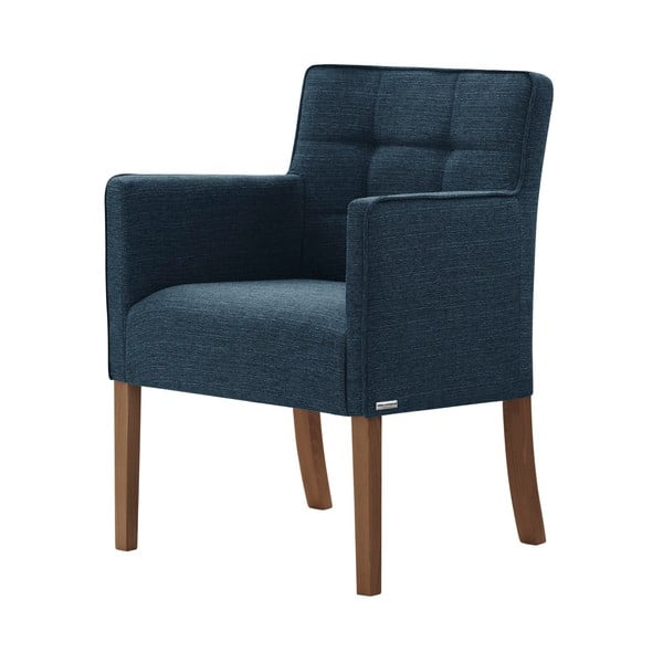 Plava stolica s tamnosmeđim nogama od bukve Ted Lapidus Maison Freesia