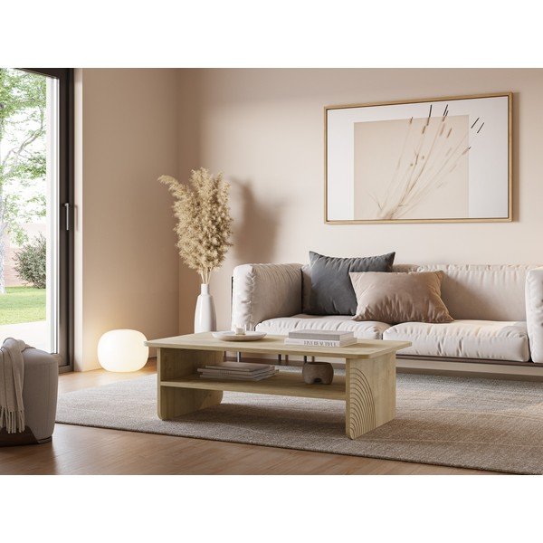 Stolić za kavu s pločom stola u dekoru hrasta u prirodnoj boji 60x110 cm Daira – Marckeric-image-1