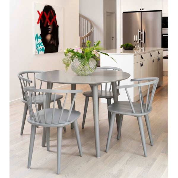 Svjetlosiva blagovaonska stolica od drveta kaučukovca Rowico Carmen-image-1