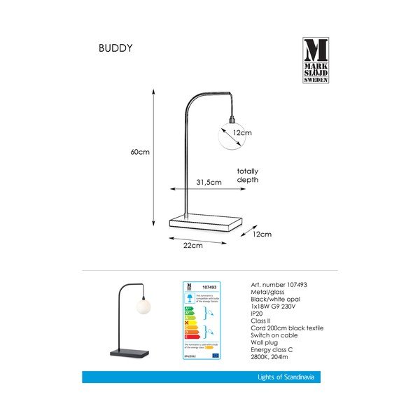Crna stolna lampa Markslöjd Buddy-image-2