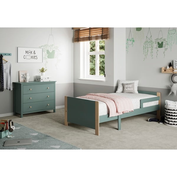 Niska dječja škrinja od borovine u petrolej boji 100x80 cm Max - Marckeric-image-1