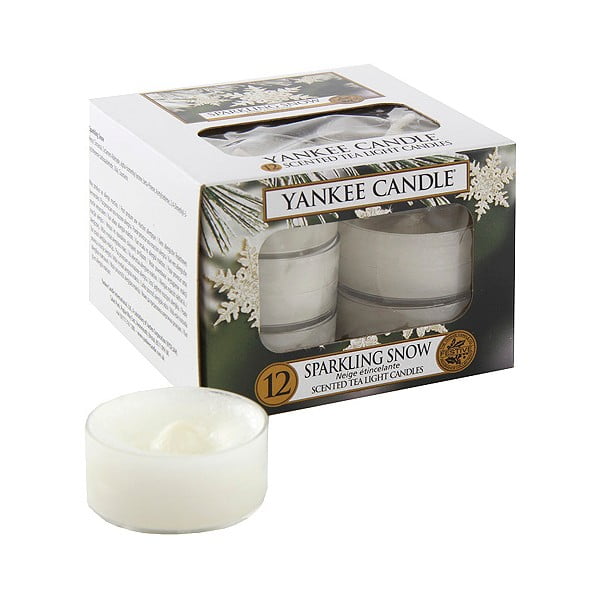 Set od 12 mirisnih svijeća Yankee Candle Blistavi Snijeg, vrijeme gorenja 4-6 sati
