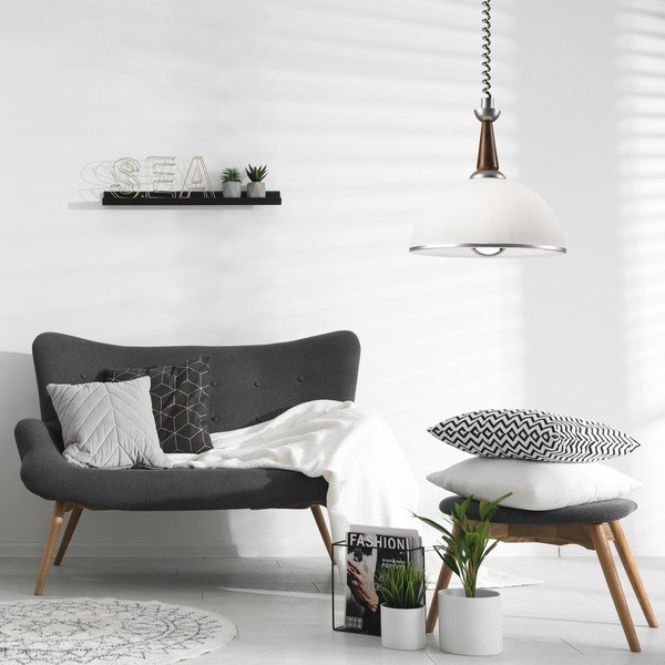 Viseća svjetiljka u srebrnoj boji/tamno smeđa sa staklenim sjenilom ø 30 cm Ciara – LAMKUR-image-2