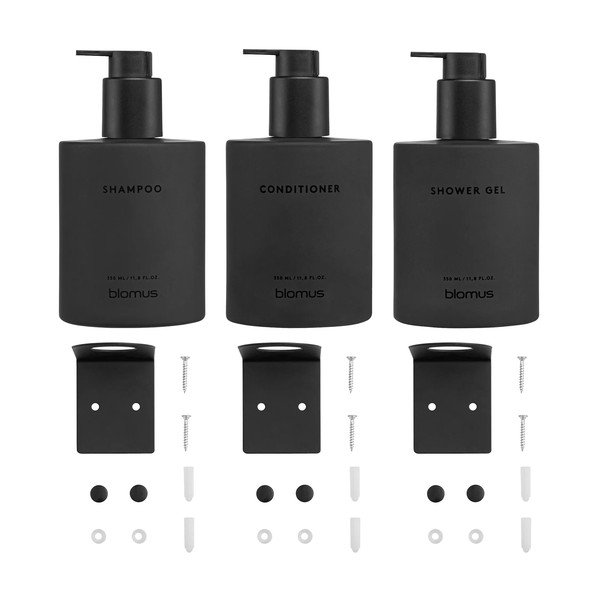 Crni stakleni zidni dozatori za sapun u setu 3 kom 350 ml Kirei – Blomus-image-4