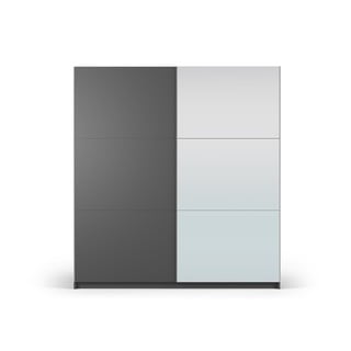 Tamno sivi ormar s ogledalom i kliznim vratima 200x215 cm Lisburn - Cosmopolitan Design