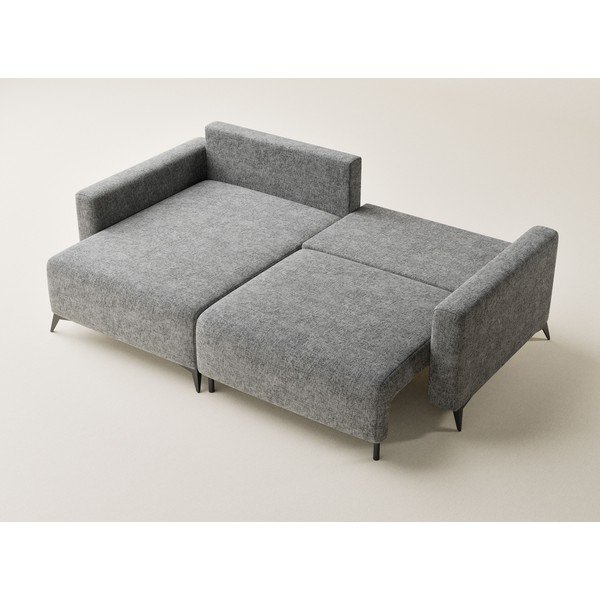 Siva sklopiva/s prostorom za odlaganje kutna garnitura od šenila (s lijevim kutom/s ležaljkom) Leon – Maison de Rêve-image-3