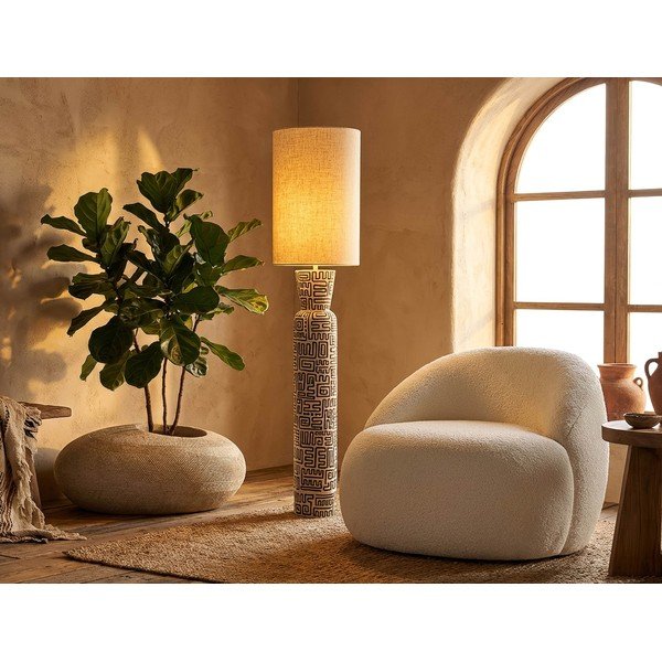 Crna/krem stojeća svjetiljka s tekstilnim sjenilom (visina 145 cm) Nairobi – Mauro Ferretti-image-1