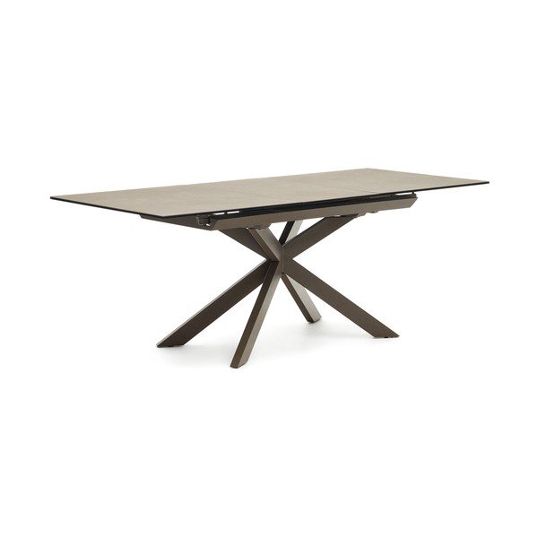 Smeđi proširiv blagovaonski stol s keramičkom daskom 90x160 cm Atminda – Kave Home-image-4