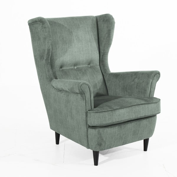 Sivo-zelena fotelja s crnim nogama Max Winzer Clint