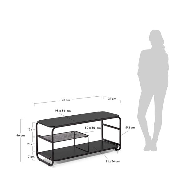 Crna TV klupa Kave Home Academy, 98 x 46 cm-image-4