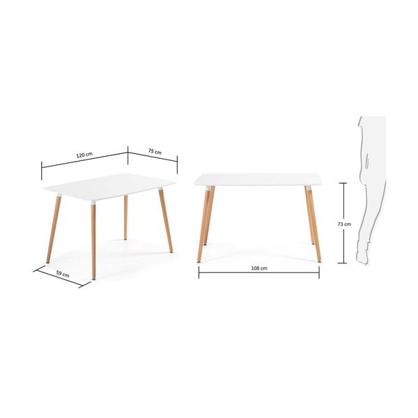 Blagovaonski stol od bukovog drveta Kave Home Daw, 120 x 75 cm-image-3