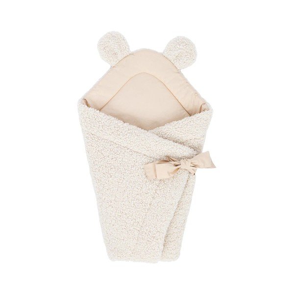 Krem pokrivač za povijanje od sherpa flisa 35x65 cm – Meowbaby